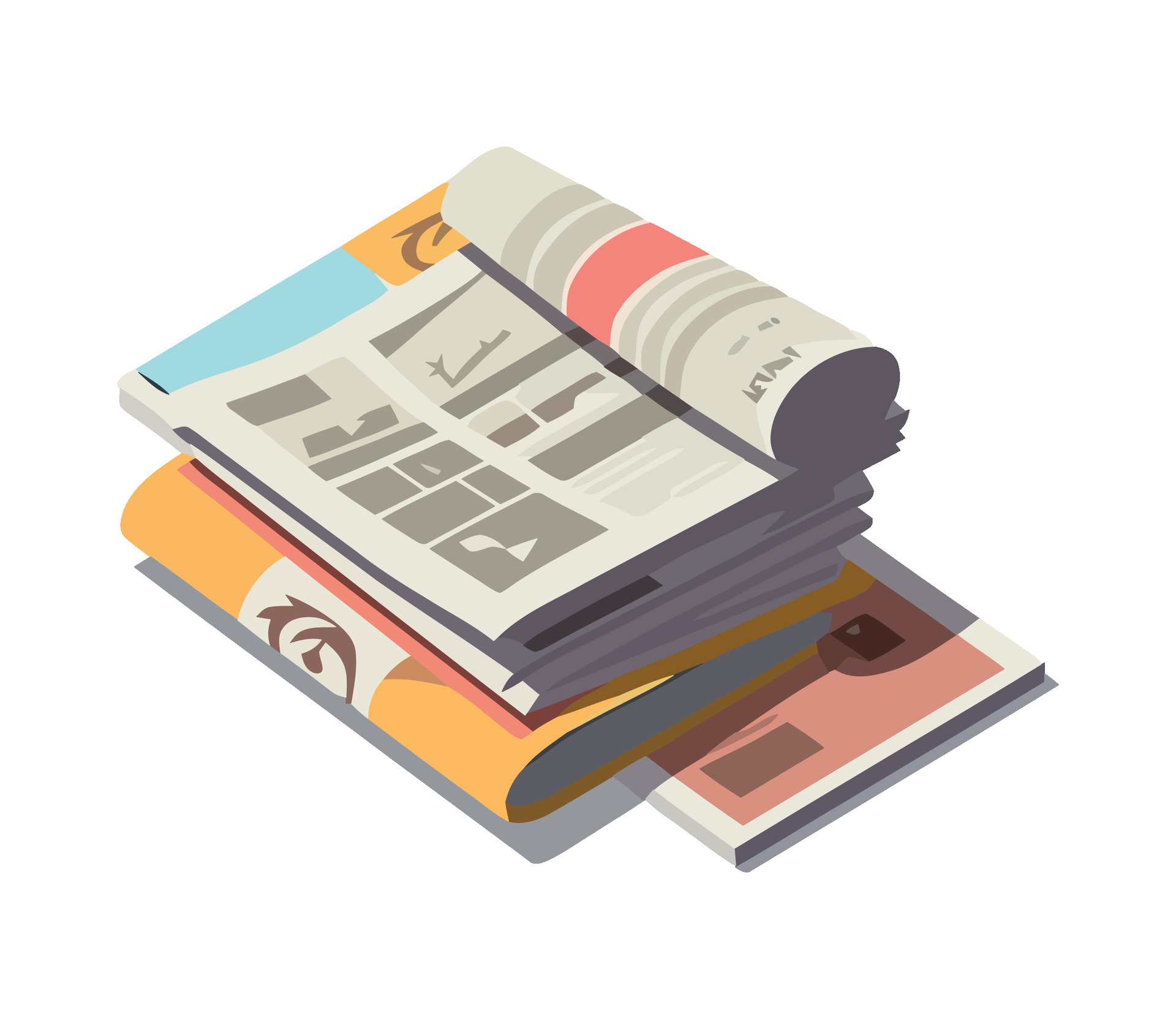 vecteezy_a-stack-of-newspapers-and-magazines-on-a-white-background_49488985